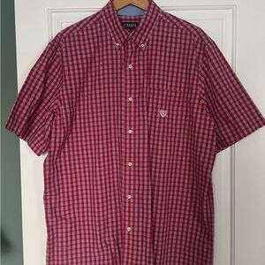 Chaps Red Casual Button Down Shirt